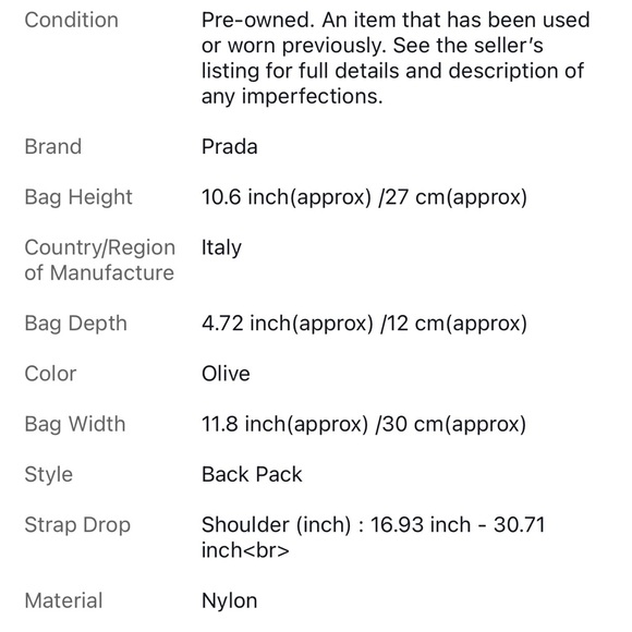 Prada Back Pack Olive Nylon 839637 - Picture 16 of 16